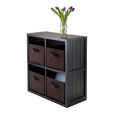 Winsome Timothy 5-piece 4-Cube Storage Shelf and Basket Set