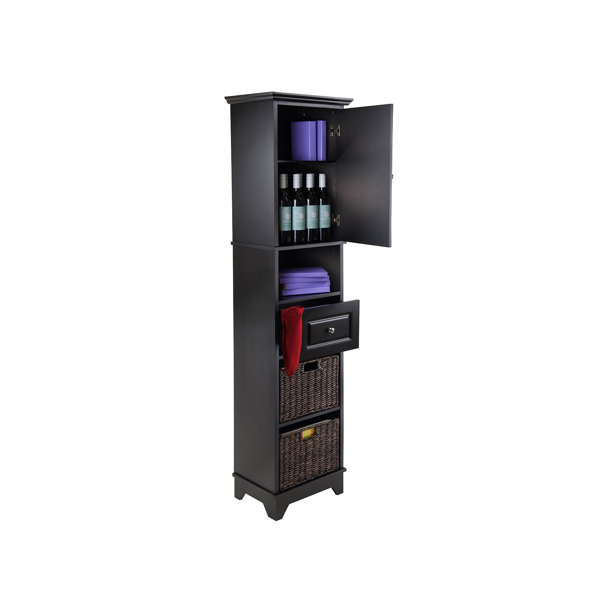 Winsome Wyatt 3-piece Storage Cabinet & Basket Set, Black