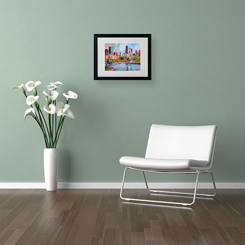 “Cityscape 2” Matted Framed Canvas Wall Art