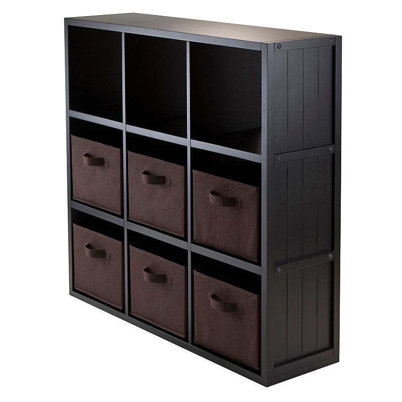 Winsome Timothy 7-piece 9-Cube Storage Shelf and Basket Set, Black, Furnitu