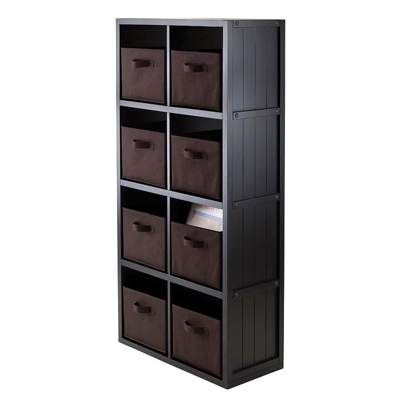 Winsome Timothy 9-piece 8-Cube Storage Shelf and Basket Set, Black, Furnitu