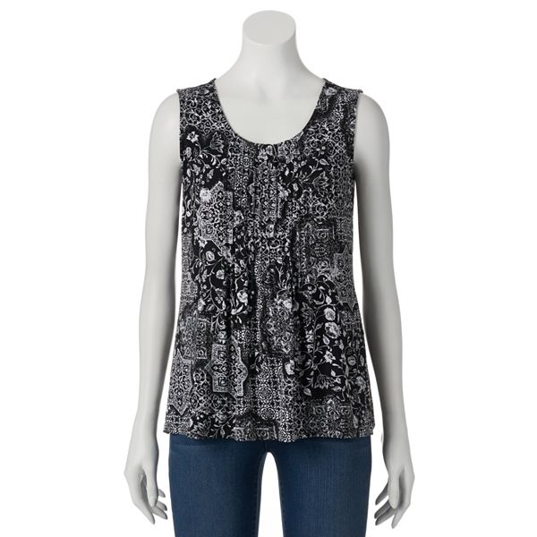 Croft & Barrow® Printed Pintuck Tank - Women's