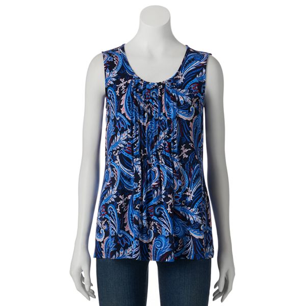 Croft & Barrow® Printed Pintuck Tank - Women's