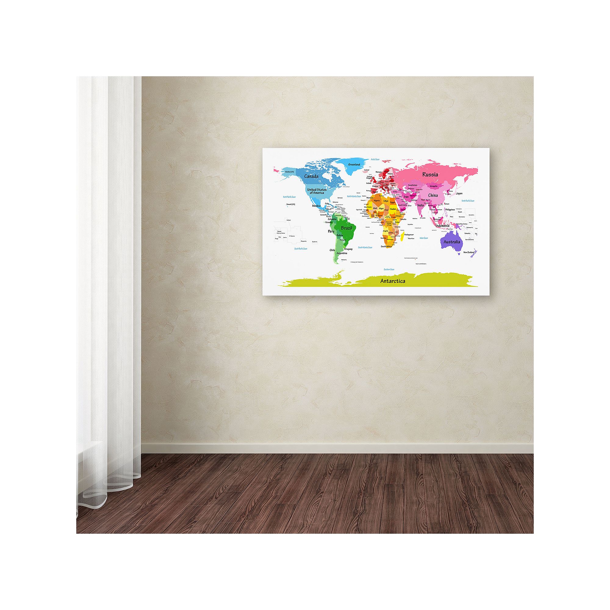 World Map for Kids II Canvas Wall Art, Multicolor