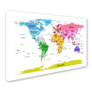 "World Map for Kids II" Canvas Wall Art