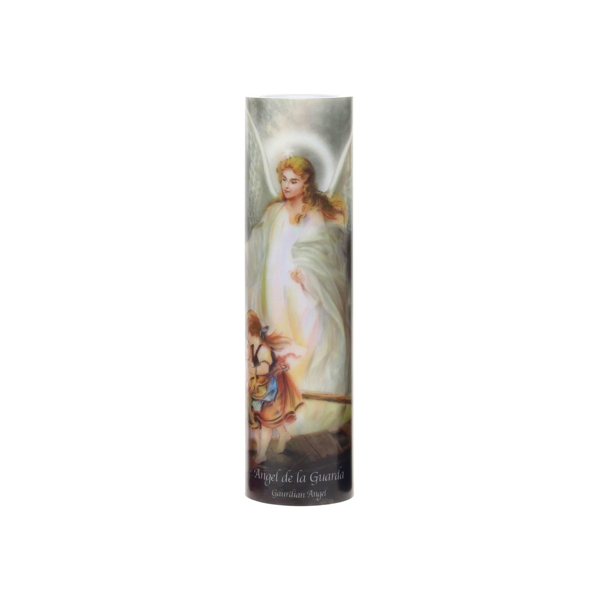 The Saints Collection 8.2 x 2.2 Guardian Angel Flameless LED Prayer Can
