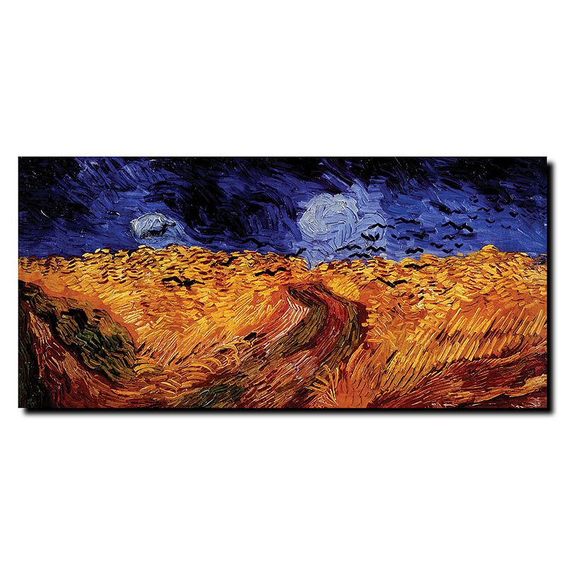 Wheatfield with Crows Canvas Wall Art by Vincent van Gogh, Multicolor,