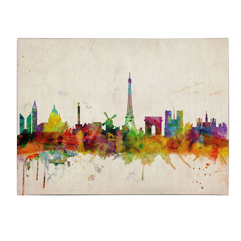 Paris Skyline Canvas Wall Art, Multicolor, 22 X 32