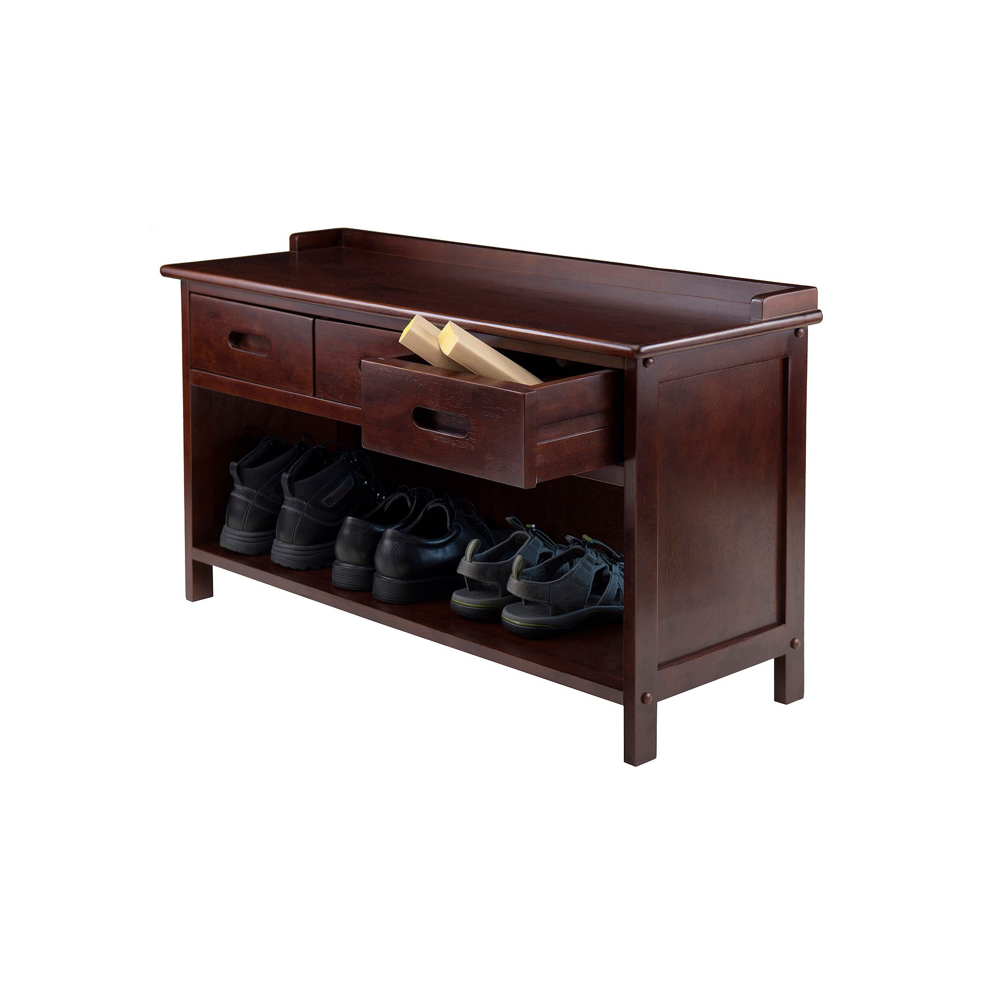 Winsome Adriana 3-Drawer Storage Bench, Walnute