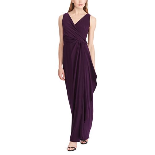 Chaps Surplice Drape-Front Full-Length Dress Women's Chaps Surplice Drape-Front Full-Length Dress