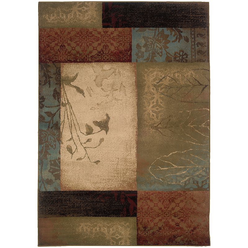 StyleHaven Henderson Block Floral Rug, Beig/Green, 2X8 Ft