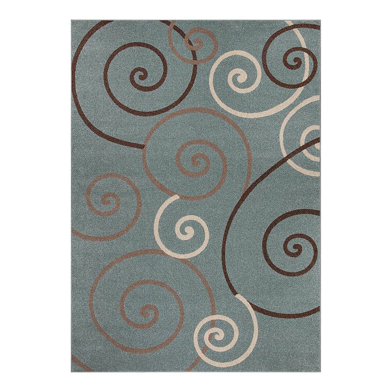 Merinos Talya Scroll Rug, Blue, 5Ft Rnd