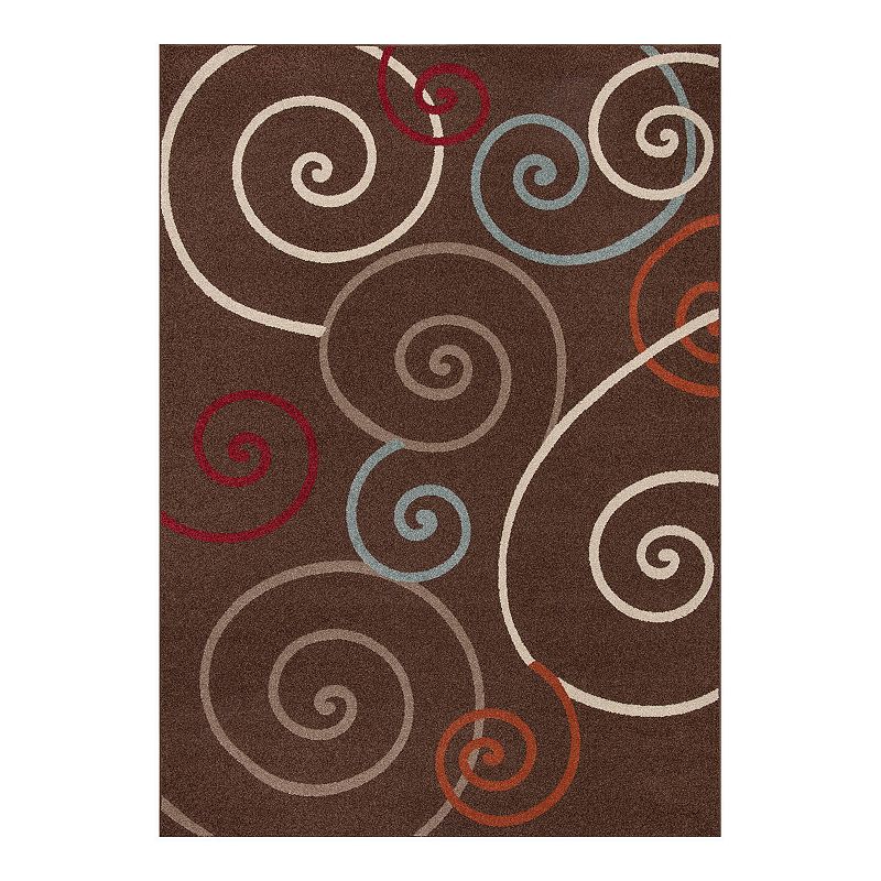 Merinos Talya Scroll Rug, Brown, 5X7 Ft