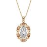 14k Gold Tri-Tone Our Lady of Guadalupe Pendant Necklace 
