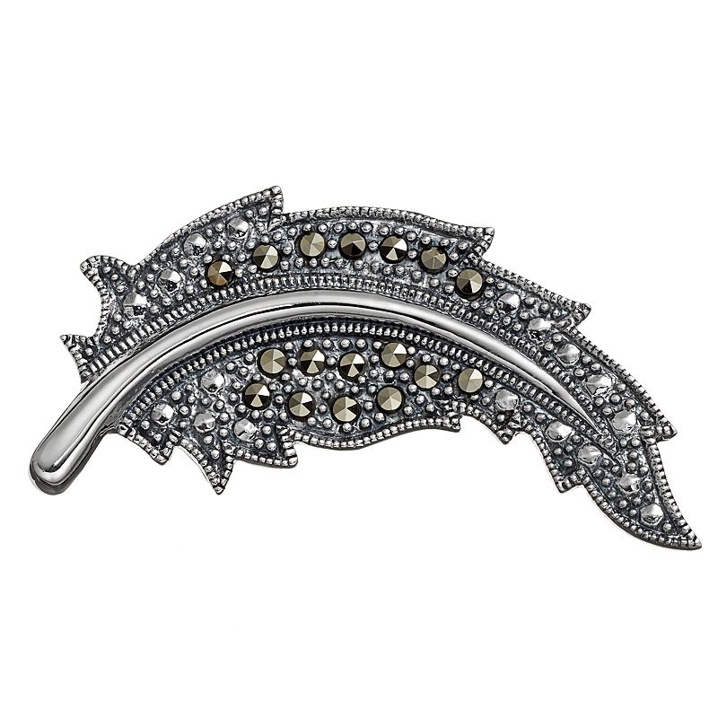 98752246 Tori Hill Marcasite Sterling Silver Feather Pin, W sku 98752246