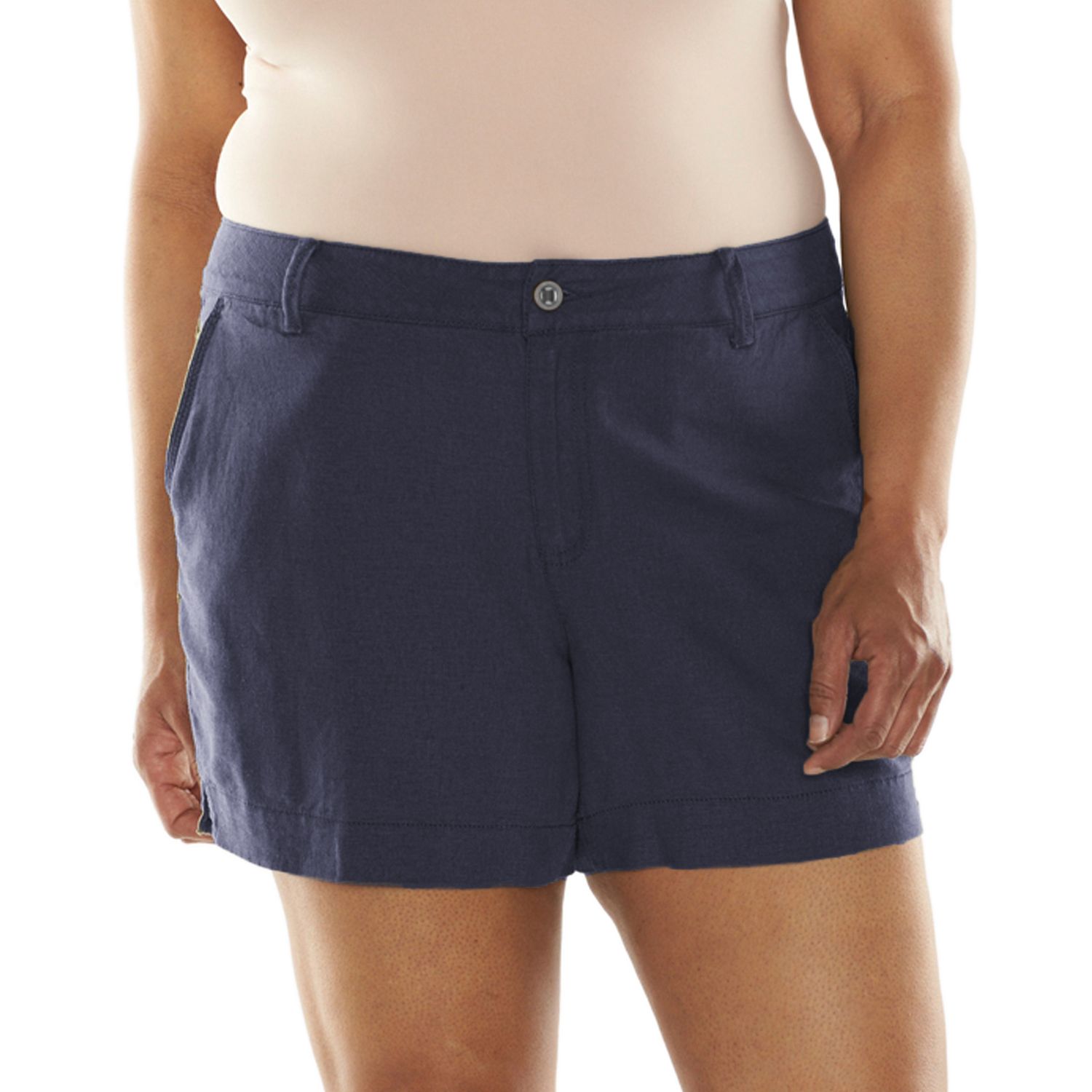 plus size linen blend shorts