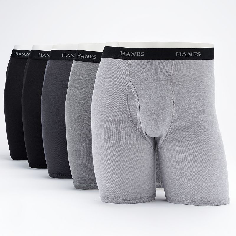 UPC 043935632922 product image for Men's Hanes Ultimate 5-pack Exposed Waistband Longer Leg Boxer Brief, Size: Medi | upcitemdb.com