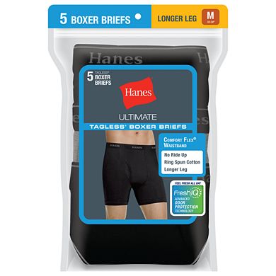 Men's Hanes Ultimate® 5-pack Exposed Waistband Longer Leg Boxer Brief