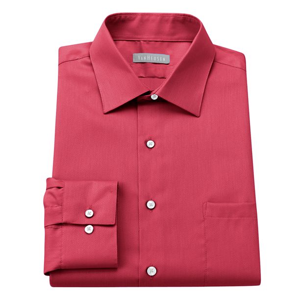 Men's Van Heusen Fitted Easy-Care Pique Spread-Collar Dress Shirt