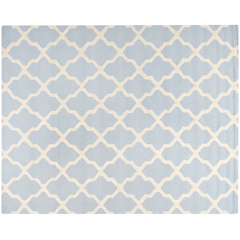 Safavieh Cambridge Lattice Wool Rug, Light Blue, 6Ft Rnd