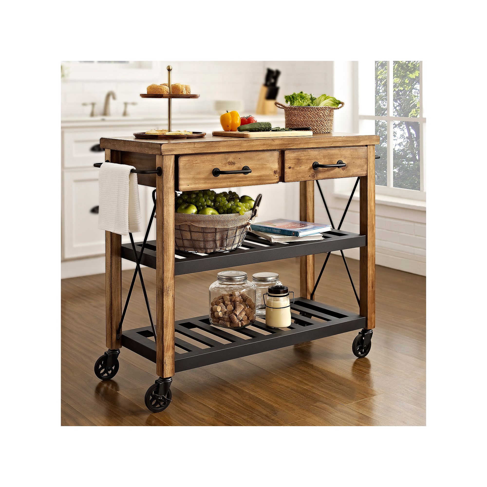 Crosley Roots Rack Industrial Kitchen Cart, Clrs