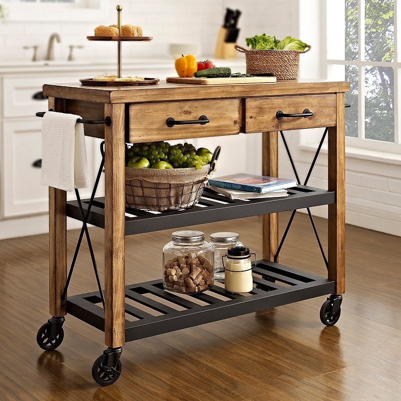 Crosley Furniture Roots Rack Industrial Kitchen Cart, Clrs