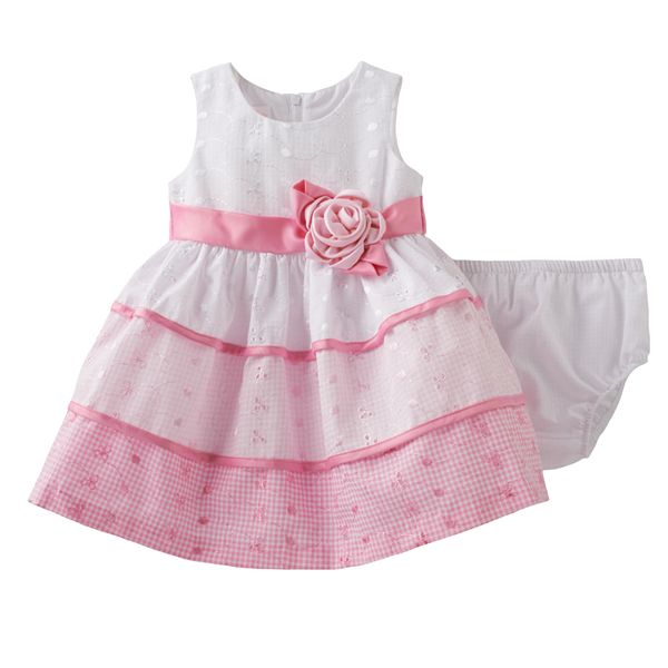 Bonnie Jean Colorblock Eyelet Dress Baby Girl