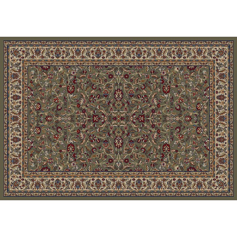 Merinos Kashan Floral Framed Rug, Green, 5X8 Ft