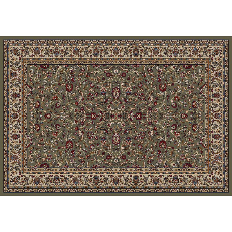 Merinos Kashan Floral Framed Rug, Green, 7X9 Ft