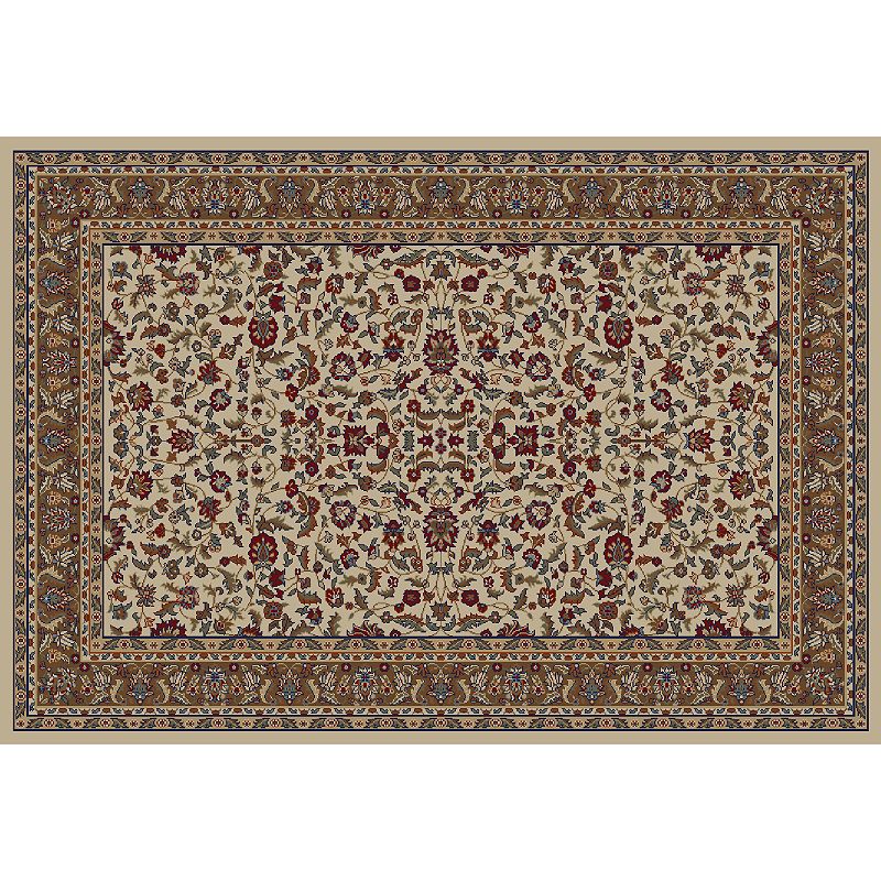 Merinos Kashan Floral Framed Rug, White, 8X10 Ft