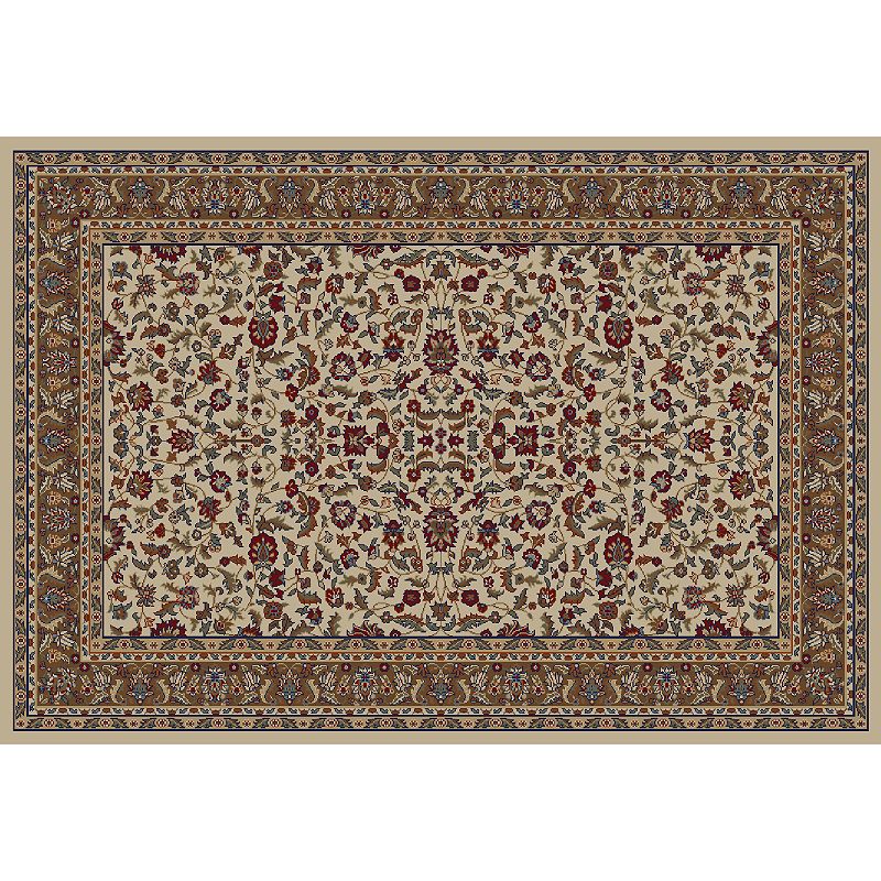 Merinos Kashan Floral Framed Rug, White, 7X9 Ft