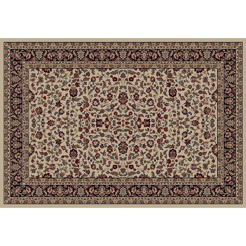 Merinos Kashan Floral Framed Rug, White, 8X10 Ft