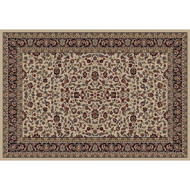 Merinos Kashan Floral Framed Rug, White, 8X10 Ft