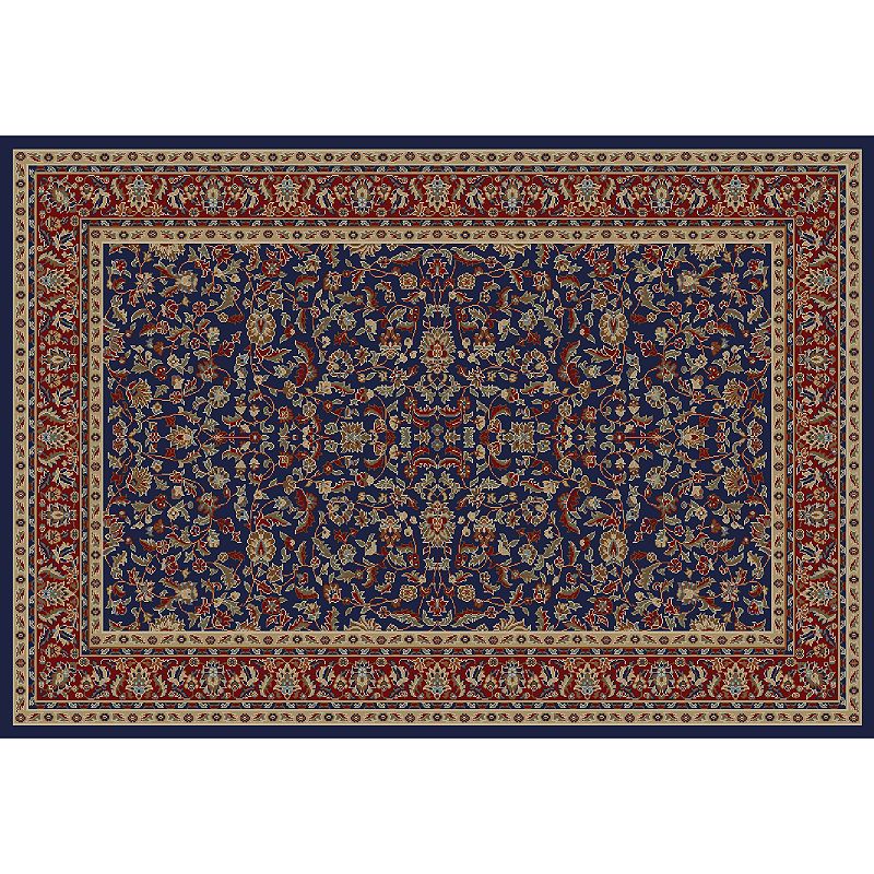 Merinos Kashan Floral Framed Rug, Blue, 7X9 Ft