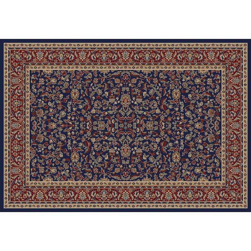 Merinos Kashan Floral Framed Rug, Blue, 7X9 Ft