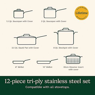 Cuisinart Multiclad Pro Tri-Ply Stainless 12pc Cookware Set