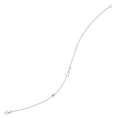 Cubic Zirconia Sterling Silver "Love" Anklet