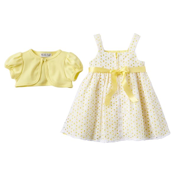 Rare Editions Eyelet Dress & Shrug Set Baby Girl