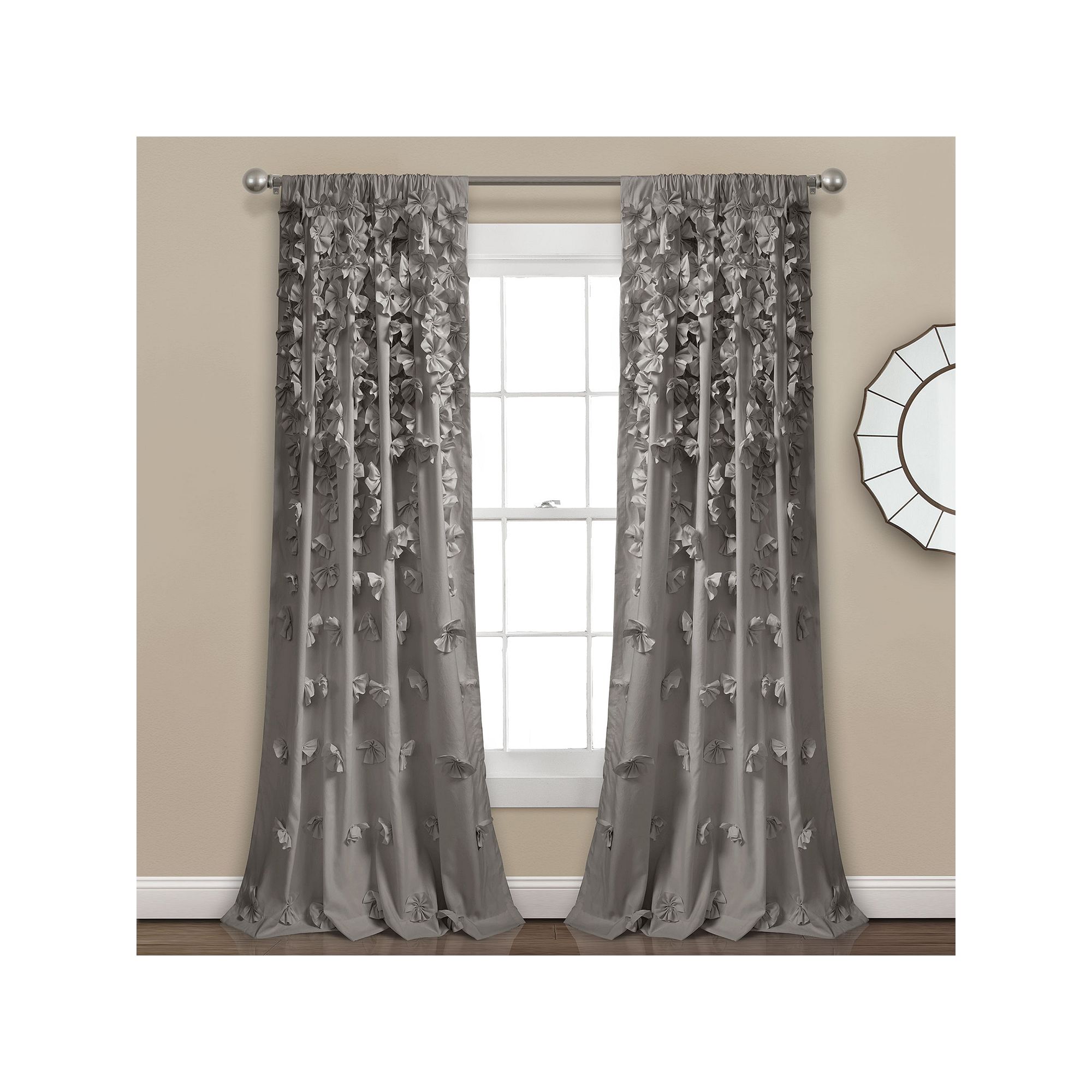 Lush Decor 1-Panel Riley Sheer Window Curtain - 54 x 84, Gray