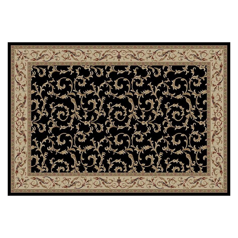 Merinos Veronica Scroll Rug, Black, 5X7.5 Ft