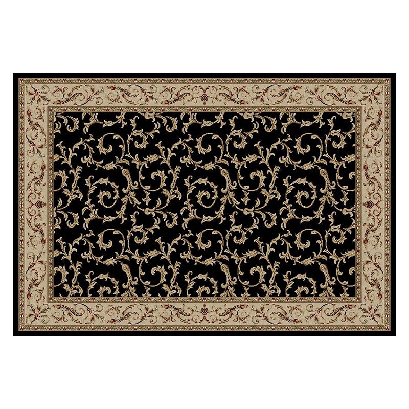 Merinos Veronica Scroll Rug, Black, 8X10 Ft