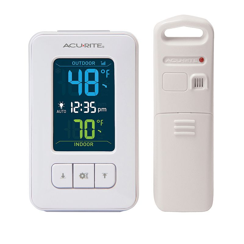 AcuRite Wireless Color Digital Indoor Outdoor Thermometer, White