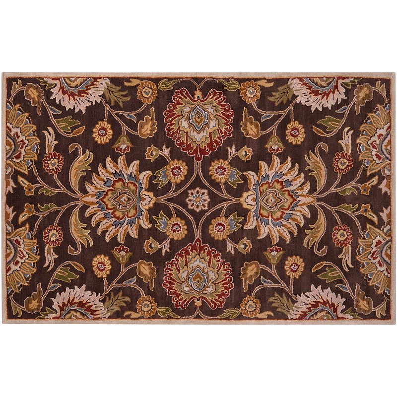 Artisan Weaver Sarpy Floral Wool Rug, Brown, 6X9 Ft