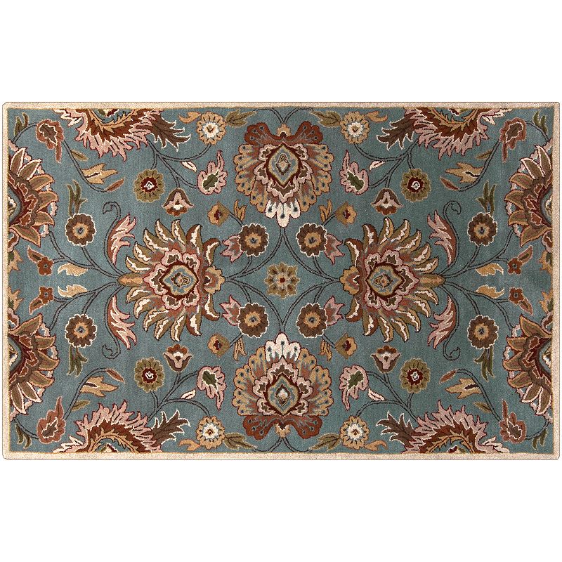 Artisan Weaver Sarpy Floral Wool Rug, Blue, 5X8 Ft