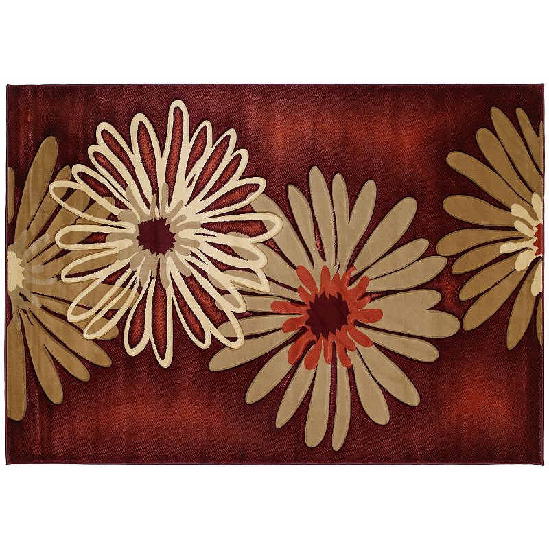 United Weavers Contours Dahlia Terra Cotta Floral Rug, Orange, 8X11 Ft