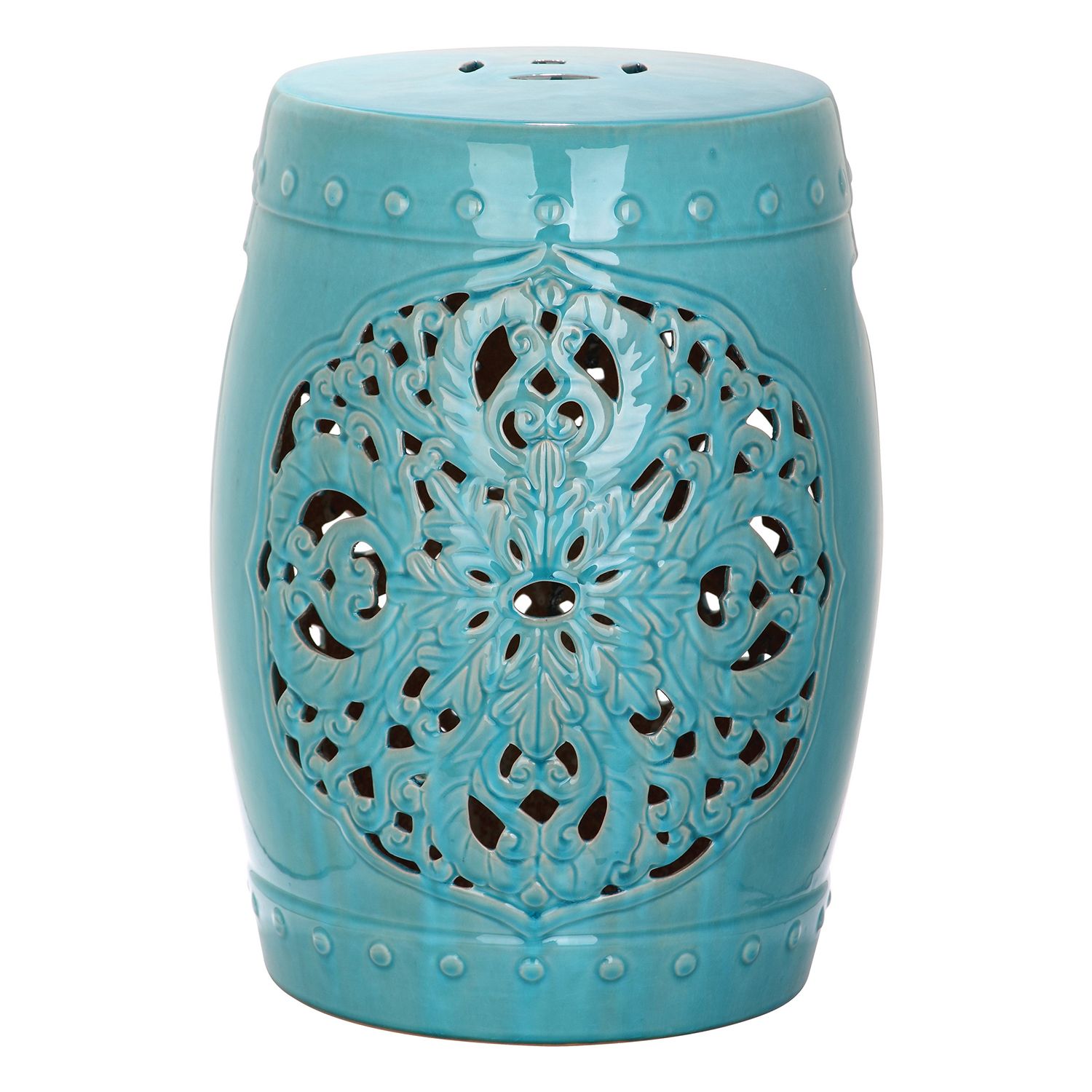 Tabouret De Jardin En Céramique Safavieh Ibiza - Design Perforé Motif Diamant - 35x35x47 Cm - Pour Intérieur Et Extérieur - 8