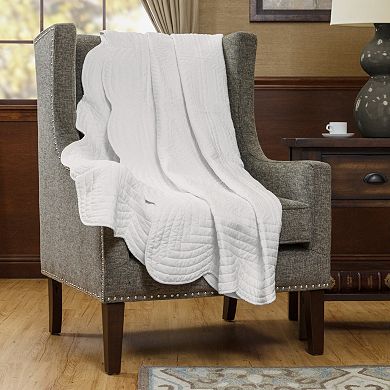 Madison Park Marino Oversized Quilted Throw Blanket with Scalloped Edges