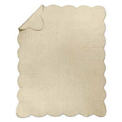 Madison Park Marino Oversized Quilted Throw Blanket with Scalloped Edges