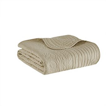 Madison Park Marino Oversized Quilted Throw Blanket with Scalloped Edges
