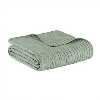 Madison Park Marino Oversized Quilted Throw Blanket with Scalloped Edges